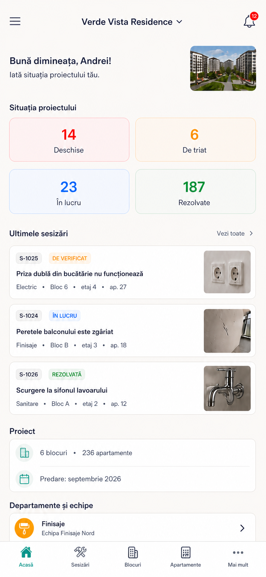 Ecranul complet PUNTEA pentru Dezvoltator